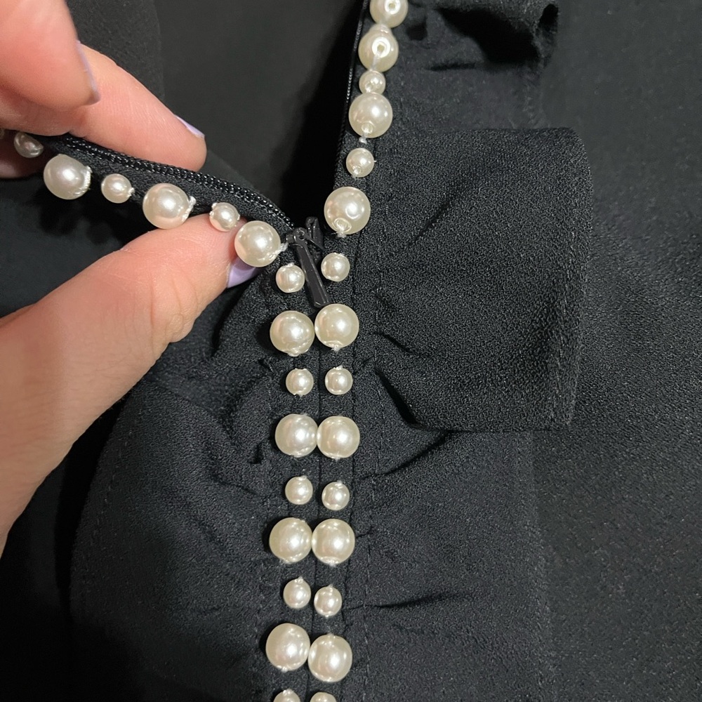 Lilly Pulitzer Black Top with Pearl Accents - Picture 7 of 8